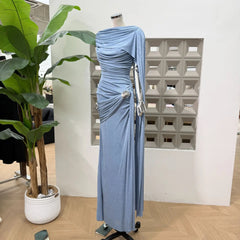 Luxury One-Shoulder Ruched Dress