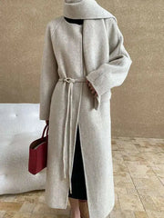 Luxury Wool-Blend Scarf Coat