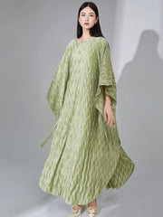 Truly Pleated Batwing Sleeve Couture Dress