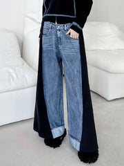 HEYFANCYSTYLE Elastic Waist Wide-Leg Jeans