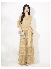 Plissé Japanese Fringe Midi Dress