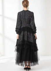 Luxe Formal Tweed Tulle Dress
