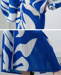 Women's Voluminous Blue Masterpiece Pleated Dress