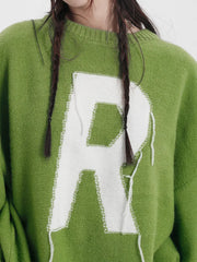 Exclusive Knitted Sweater with Tassel Letter R
