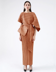 2-Piece Plissé Cape Dress