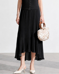 Asymmetric Ruffled Plisse Skirt
