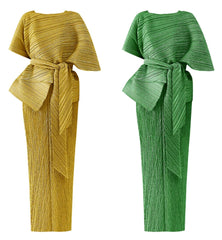 2-Piece Plissé Cape Dress