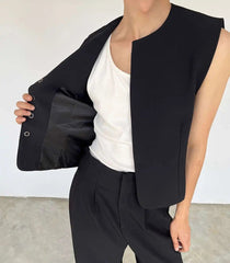 Men's Vest & Wide-Leg Pantsuit Set
