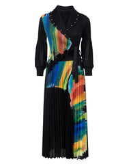 Elegant Micro-Pleated Wrap Dress