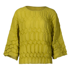Pleated Geometric Plissé Top