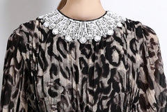 Luxury Animal Print Pleated Dress