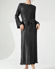 Elegant Metallic Pleated Dress