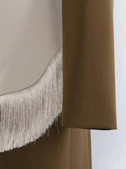 Asymmetric Fringe Long Trench Coat