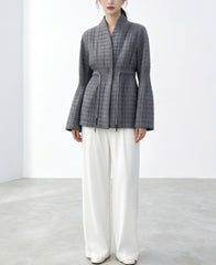 Drawstring Quilted Plissé Jacket