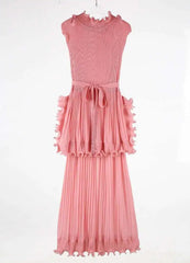 Pleated Sleeveless Ruffle Dress