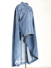 Designer Denim Oversized Cape Coat