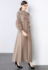 Luxury Pleats Floral Formal Dress