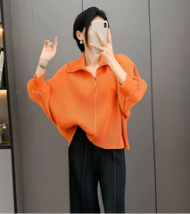 Elegant Pleated Dolman Blouse