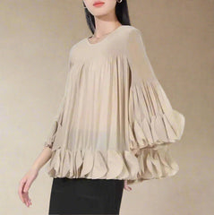Luxury Plissé Ruffle Blouse