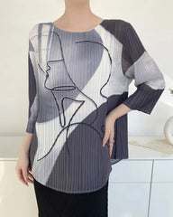 Luxury Abstract Pleated Top