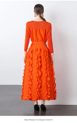 Luxe Plissé Modest Ruffle Dress