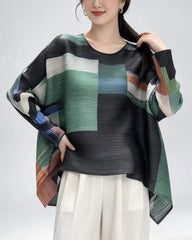 Plissé Asymmetrical Blouse Top