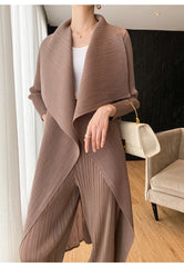 Truly Plissé Pleated Oversized Collar Coat