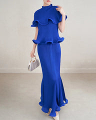 Sculptural Ruffle Plisse Skirt Set