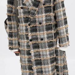 Men's Tailored Tweed Plaid Long Coat