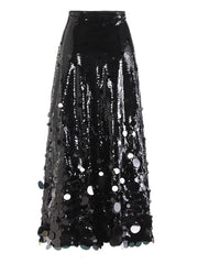 High-Waist Metallic Sequin Maxi Skirt