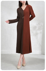 Elegant V-Neck Pleats Dress