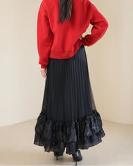 Luxury Pleated Tulle Maxi Skirt