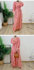 Luxury Pleated Ruffle Midi Dress