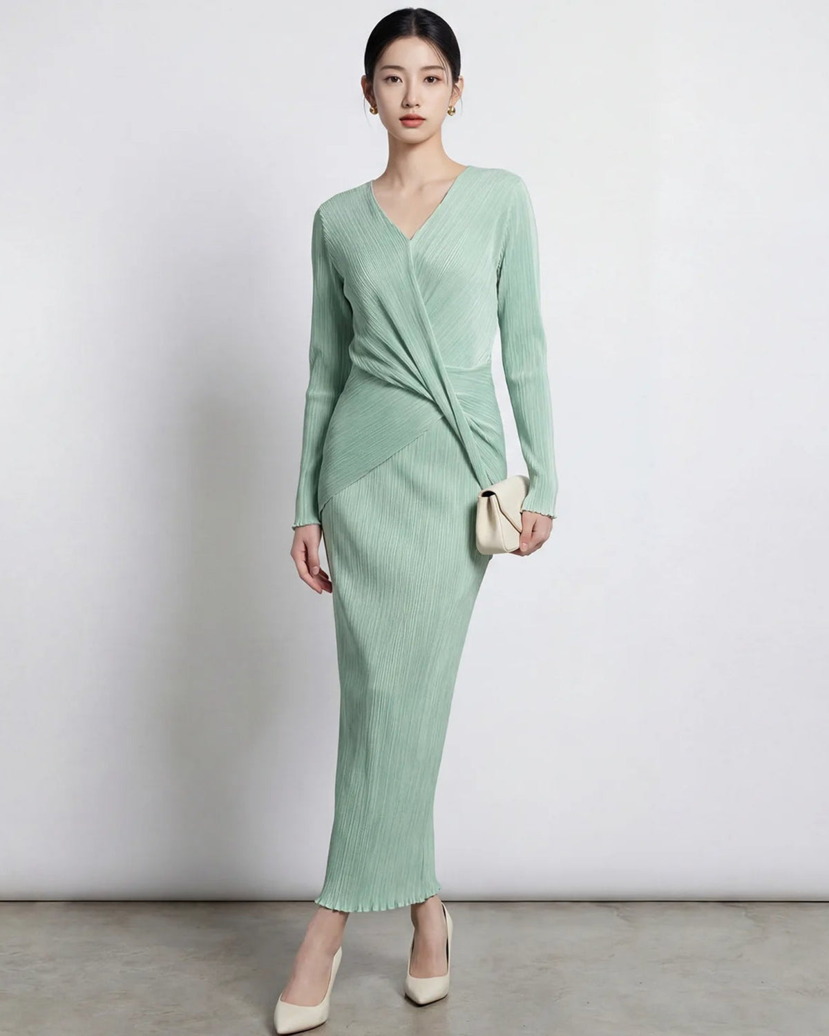Elegant Pleated Top & Skirt Set