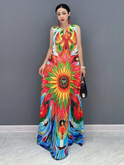 Elegant Versatile Sleeveless Sunflower Dress