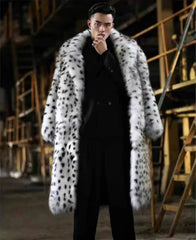 Men's Elegant Longline Faux Fur Coat