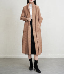 Luxury Pleated Quilted Long Coat