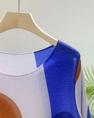 Geometric Plissé Colorblock Dress