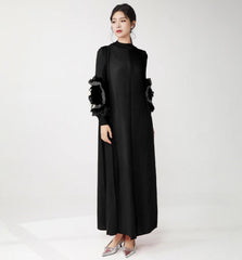 Truly Pleated Ruffle Sleeve Dress