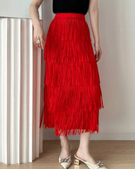 Luxury Plissé Fringe Skirt