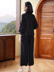 Truly Couture Floral Pleated Striped Jacket & Trousers