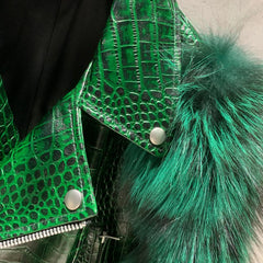 Crocodile Lamb Leather & Fox Jacket