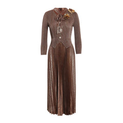 Luxury Floral Plissé Dress