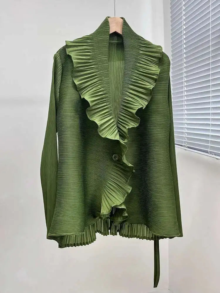 Japan Ruffle Jacket Pleated Ruffle Japanese Cardigan – HEYFANCYSTYLE