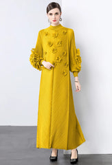 Luxury Pleats Floral Formal Dress