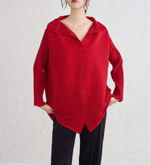 Luxury High-Collar Pleated Blouse