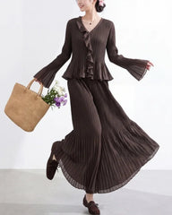 Luxury Plisse Palazzo Trousers Set