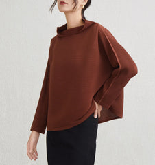 Luxury Plissé Long-Sleeve Top