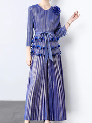 Formal Pleated Wide Leg Pant Set