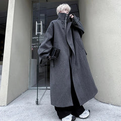 Men's Luxe Wool Blend Turtleneck Trench Coat